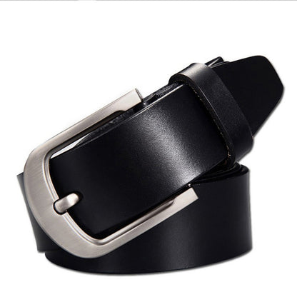 Leather Cowskin Vintage Jean Belt Pin Buckle Simple Men's Belt Wide GO Buy