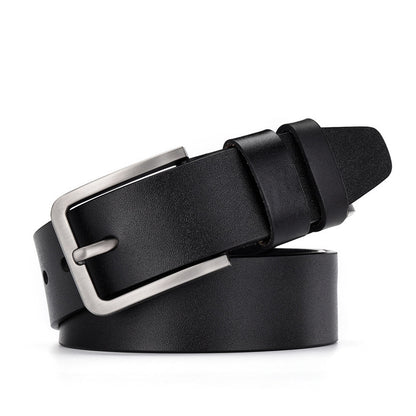 Leather Cowskin Vintage Jean Belt Pin Buckle Simple Men's Belt Wide GO Buy