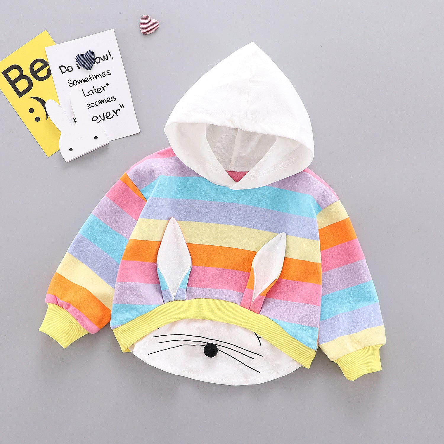 Baby Girl Long-Sleeved T-Shirt Children's Clothing Long-Distance Ear Hooded Clothing GO buy