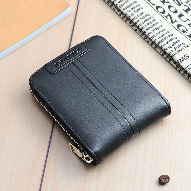Fashion Men'S Short Wallet, Classic Hot Style, Horizontal Style, Large Capacity Zipper, Multi-Card Business Wallet GO Buy