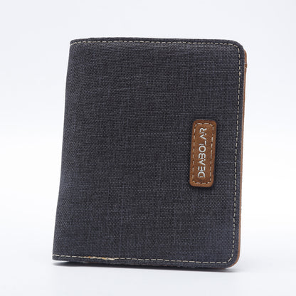 Hot-Selling Men's Short Wallet Student Japanese and Korean Casual Canvas Wallet Horizontal Ultra-thin Simple Wallet Trend GO Buy