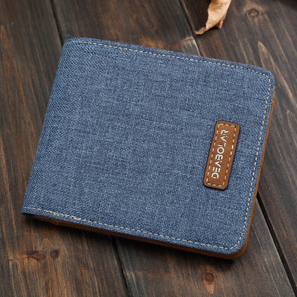 Hot-Selling Men's Short Wallet Student Japanese and Korean Casual Canvas Wallet Horizontal Ultra-thin Simple Wallet Trend GO Buy