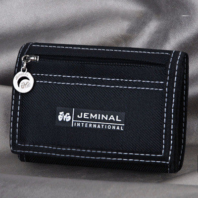 Men's Contrasting Color Casual Canvas 3 Fold Short Wallet GO Buy