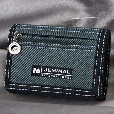 Men's Contrasting Color Casual Canvas 3 Fold Short Wallet GO Buy