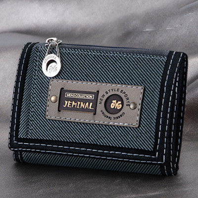 Men's Contrasting Color Casual Canvas 3 Fold Short Wallet GO Buy