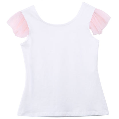 Spring Cotton Short-Sleeved Fashion Sweet Parent-Child Suit Net Gauze Canopy Skirt Two-Piece Mother And Daughter Suit Skirt GO buy
