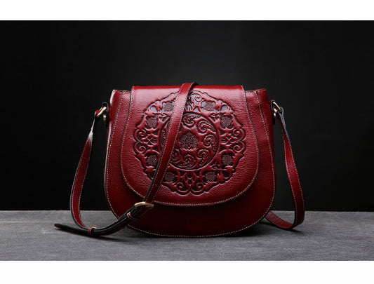 Retro Head Leather Shoulder Bag Slant Across Women's Bag Women's Leather GO Buy