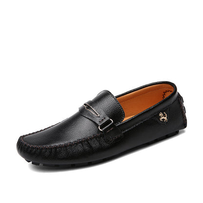 Solid Color Peas Shoes Men Casual Leather Shoes GO Buy