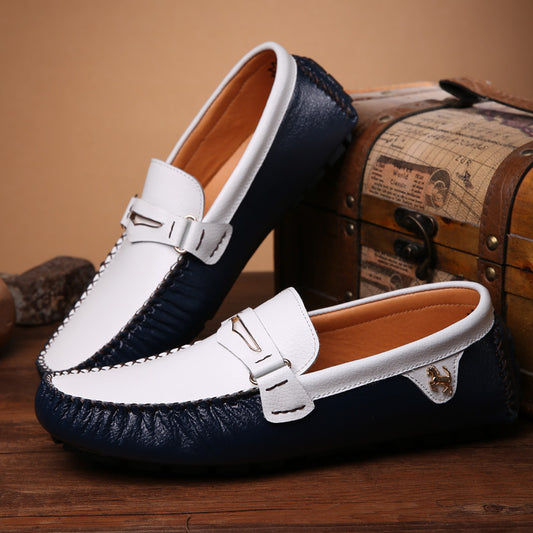 Solid Color Peas Shoes Men Casual Leather Shoes GO Buy