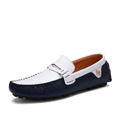 Solid Color Peas Shoes Men Casual Leather Shoes GO Buy