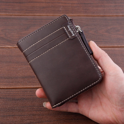 Men's Short Wallet Zipper Soft Leather GO Buy