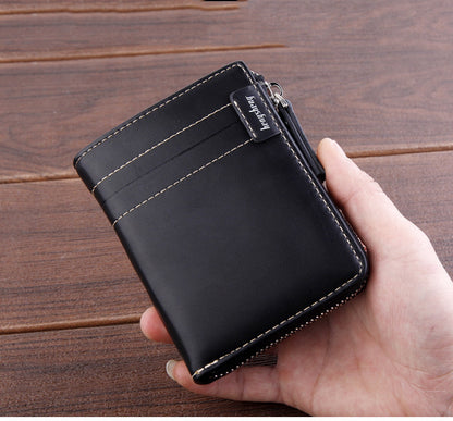 Men's Short Wallet Zipper Soft Leather GO Buy