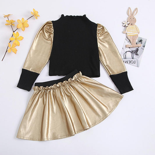 Girls PU Leather Short Skirt Suit GO buy
