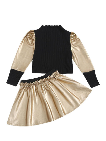 Girls PU Leather Short Skirt Suit GO buy