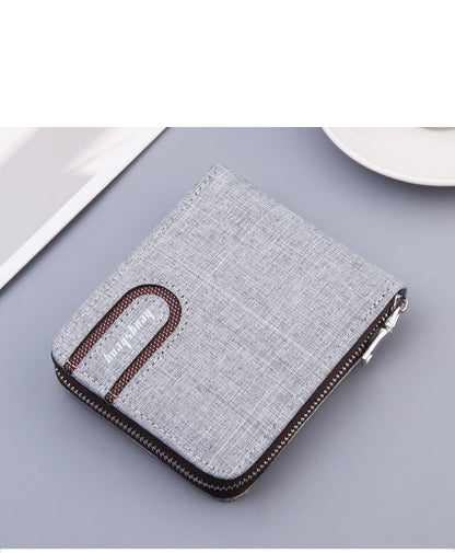 Men's Short Wallet Men Wallet Zipper Wallet Canvas Small Wallet Multi-function Dollar Multi-card Slot GO Buy