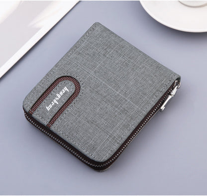 Men's Short Wallet Men Wallet Zipper Wallet Canvas Small Wallet Multi-function Dollar Multi-card Slot GO Buy