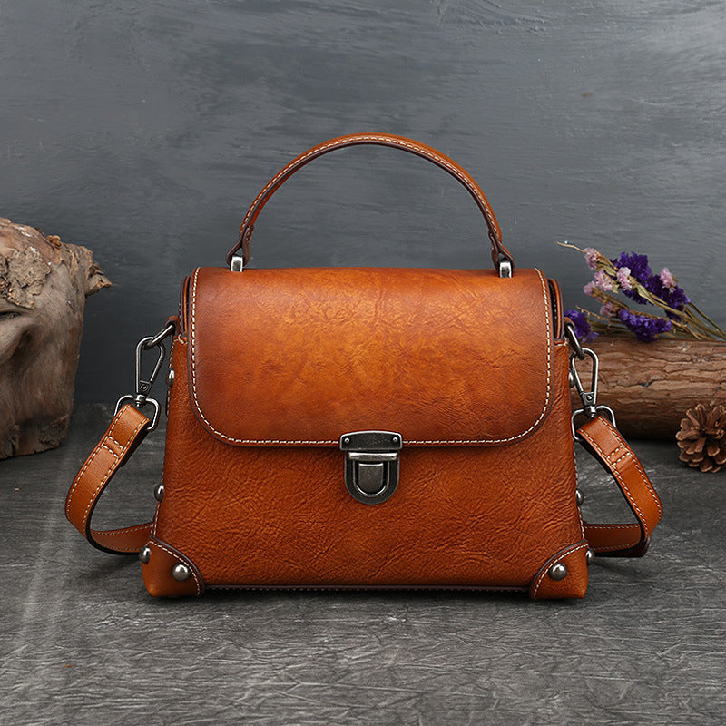 New Product Retro Leather Women's Bag Single-shoulder Diagonal Handbag GO Buy