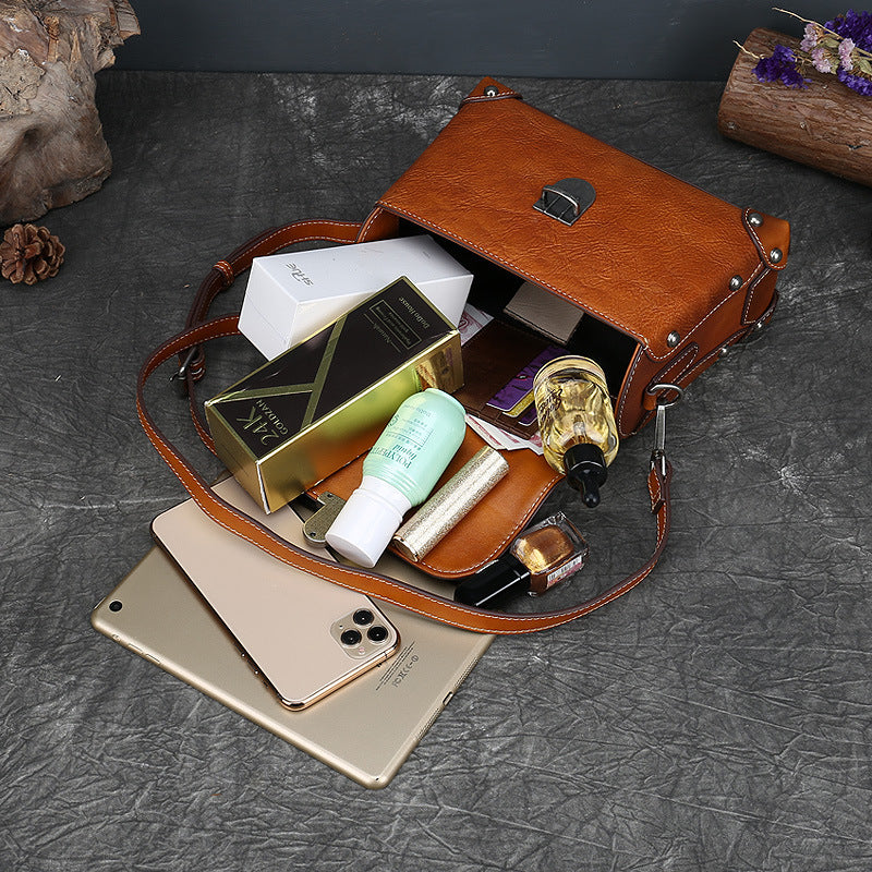 New Product Retro Leather Women's Bag Single-shoulder Diagonal Handbag GO Buy
