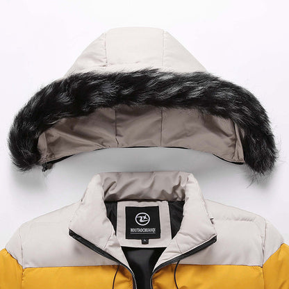 Trendy short padded coat with thick fur collar GO buy