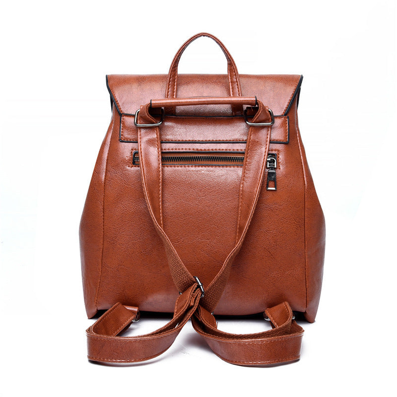 New Women's Bag Fashion Oil Wax Backpack GO Buy