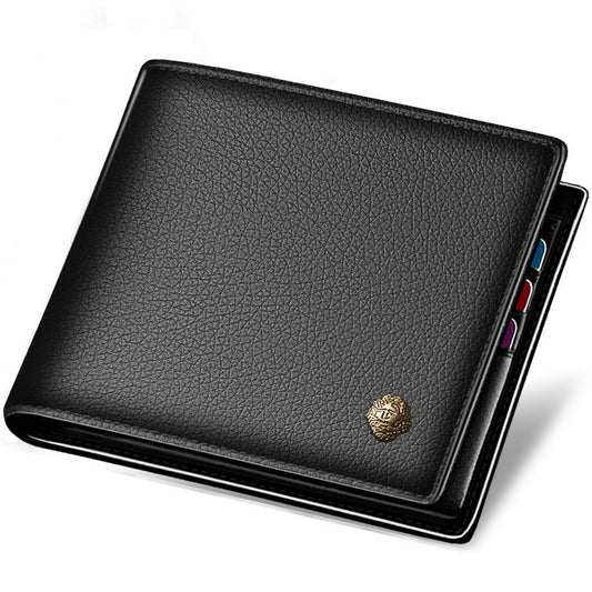 Horizontal First Layer Cowhide Business Zipper Wallet GO Buy