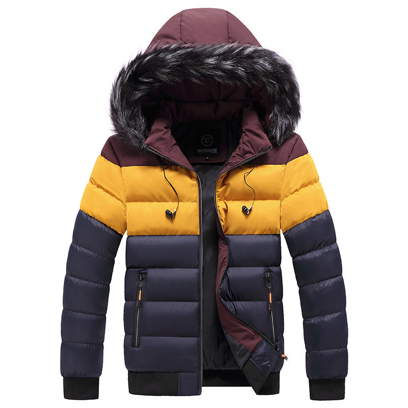 Trendy short padded coat with thick fur collar GO buy