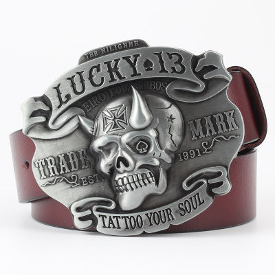 Ghost Head Series Big Strap Casual Taro Decorative Belt Leather GO Buy