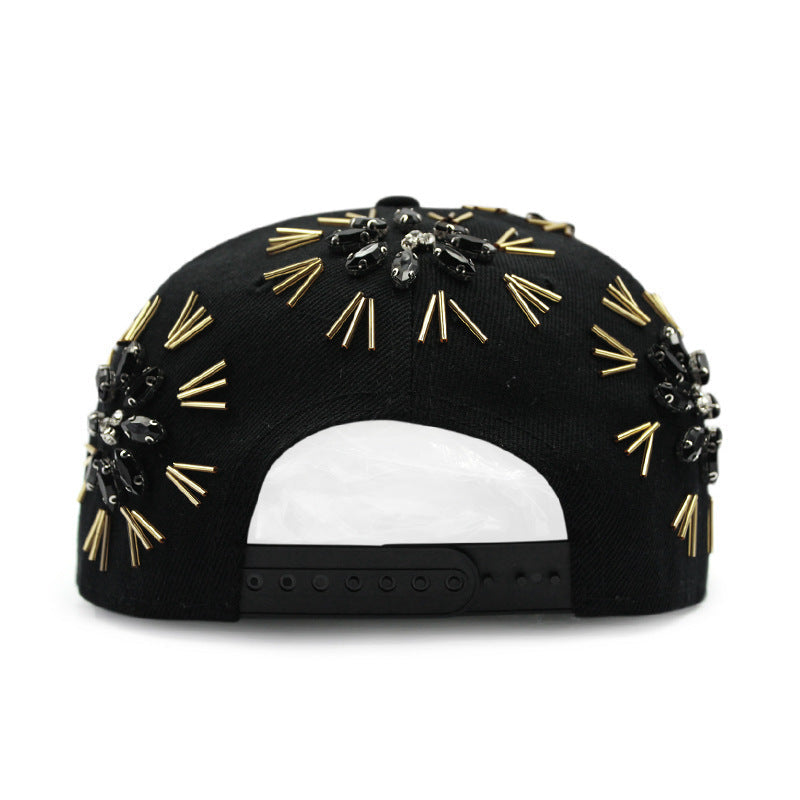 Men's Fireworks Colorful Crystals Metal Edging Hiphop Performance Peaked Cap Gobuy Fashion