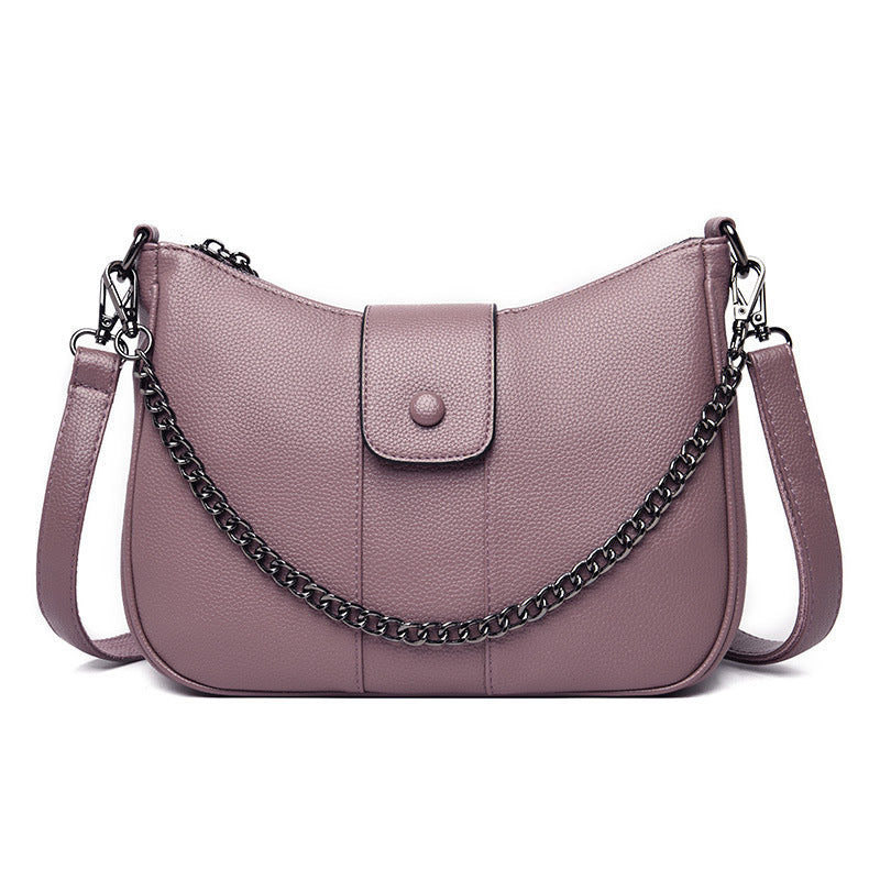 One-shoulder Diagonal Bag Lychee Pattern Soft Leather GO Buy