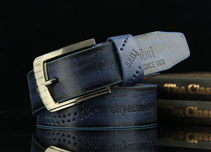 Pin buckle belt men's belt retro hollow casual belt GO Buy