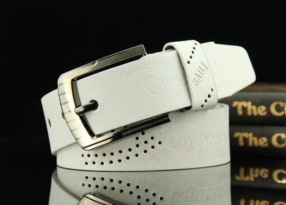 Pin buckle belt men's belt retro hollow casual belt GO Buy
