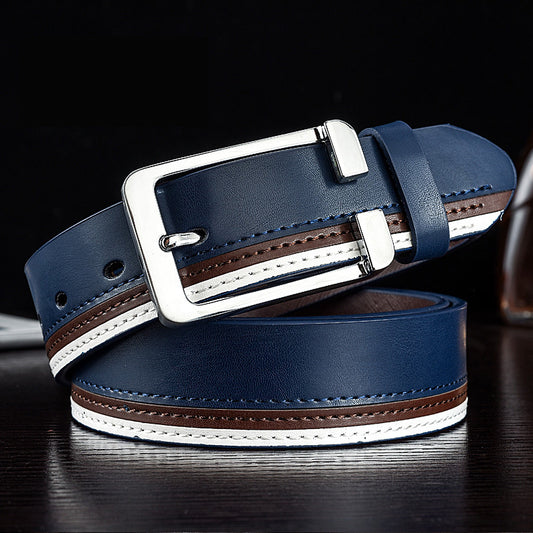 Trendy men's leather white belt GO Buy