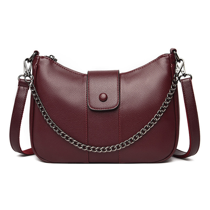 One-shoulder Diagonal Bag Lychee Pattern Soft Leather GO Buy