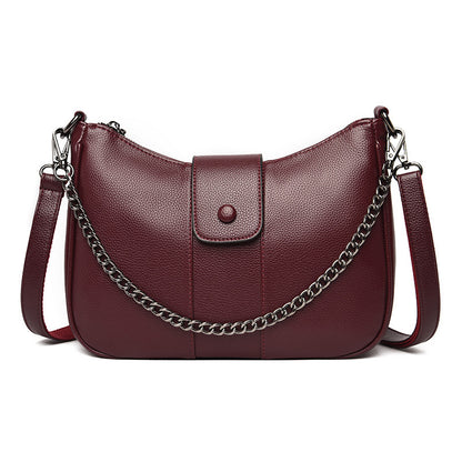 One-shoulder Diagonal Bag Lychee Pattern Soft Leather GO Buy