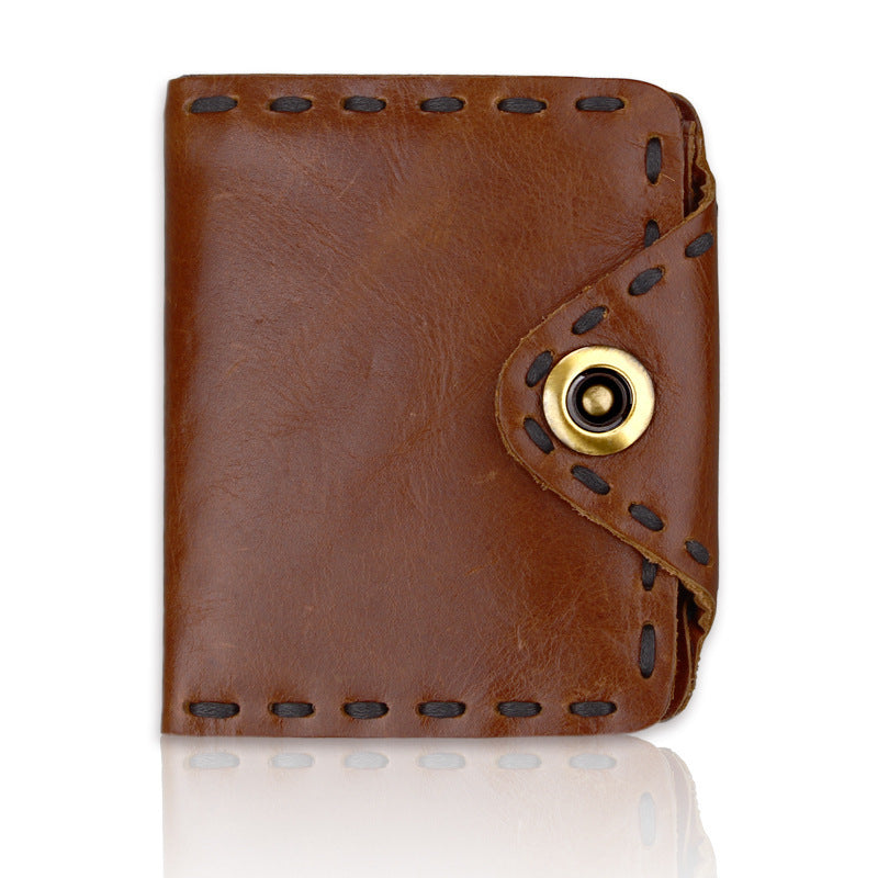 Vintage Men's Long Oily Leather First Layer Cowhide Wallet GO Buy