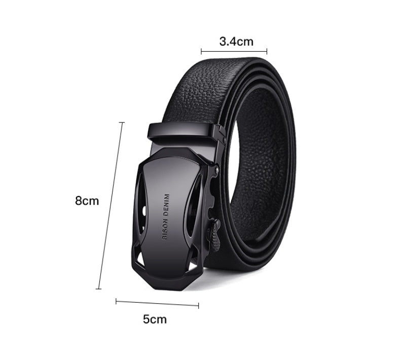 Men's Leather Belt Business Automatic Buckle Belt GO Buy