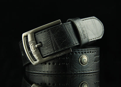 Men's Denim Casual Hollow Rivet Wide Belt GO Buy