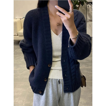 Women's Cashmere Twist Knit Sweater Jacket GO buy