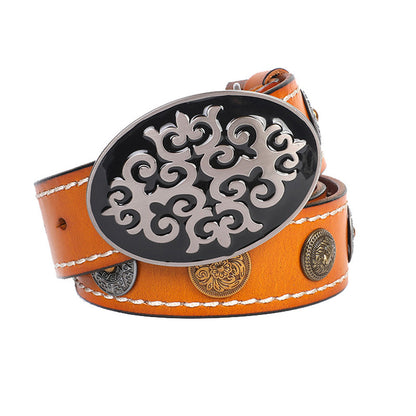 Leather Belt With Smooth Buckle For Men's Belt GO Buy