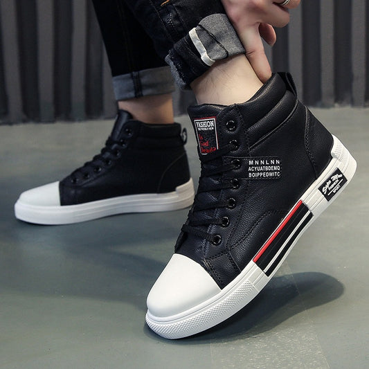 White Men Casual  Tennis Comfortable Lace-up Leather Casua Walking Shoes GO Buy