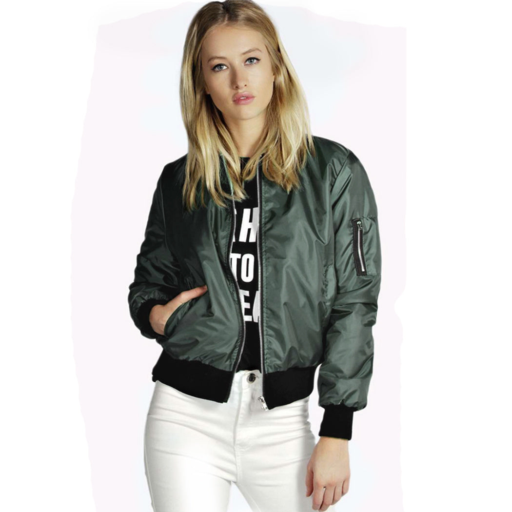 Solid Color Short Fashion Zip Jacket GO buy