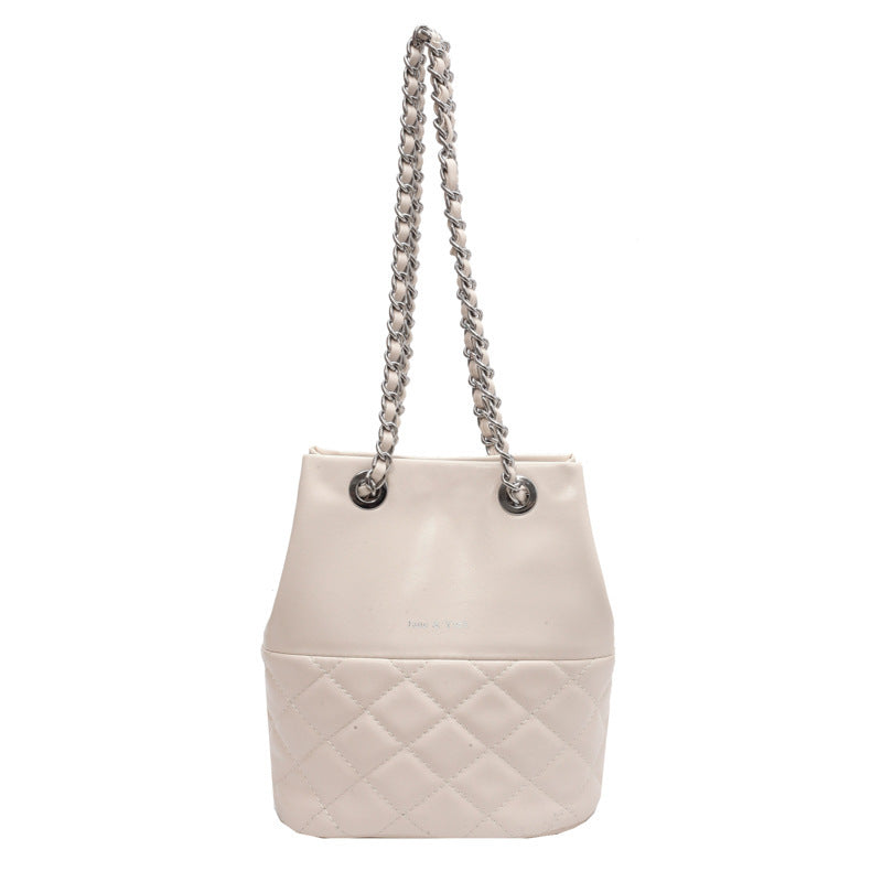 Korean Style Simple Women's Fashion Diamond Texture One-shoulder Bucket Crossbody Bag GO Buy