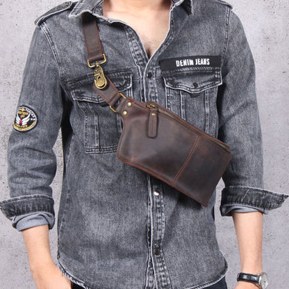 Men's Multifunctional Large-capacity Leather Chest Bag Retro Cross-body GO Buy