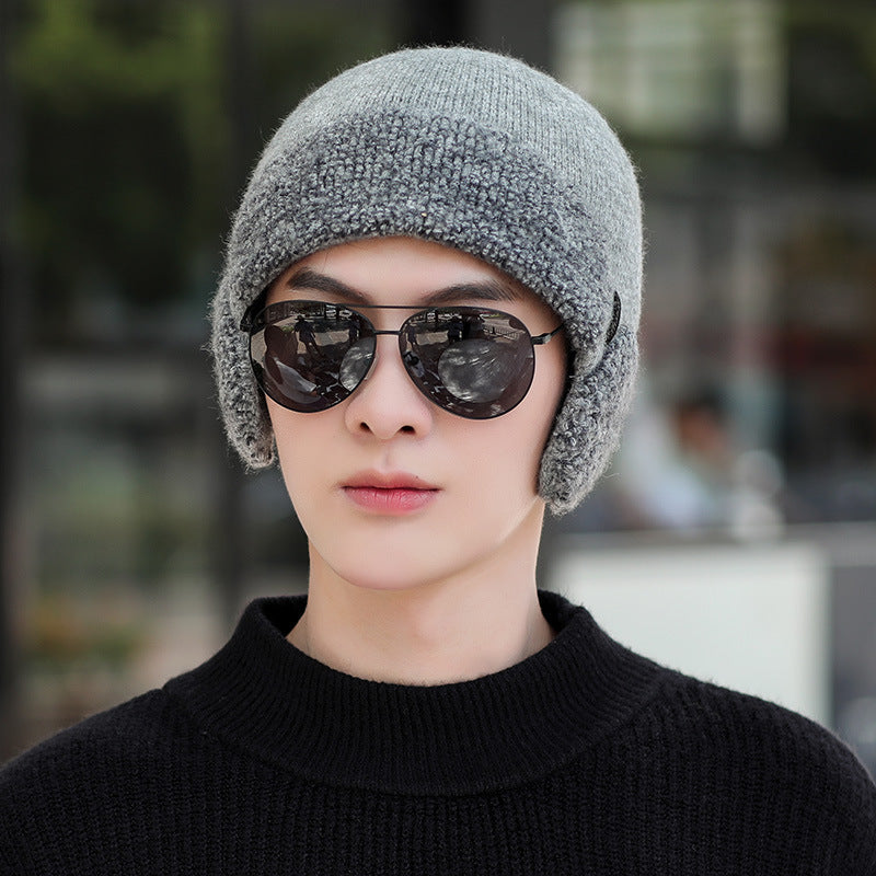 Hat Men's Winter Warm Woolen Hat Thick Knitted Hat GO buy