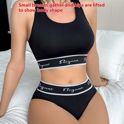 Cross-border Underwear Suit Push Up Breast Holding Top Support Full Cup Sport Letters Bra GO buy