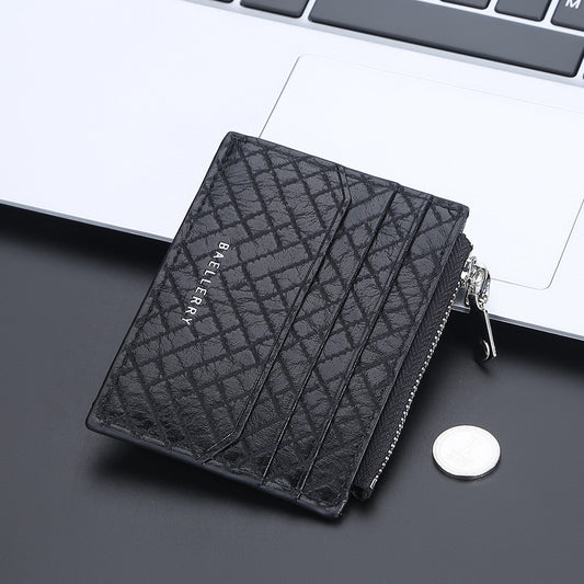 Men's Small Card Bag Euro American Plaid Fashion Clip GO Buy