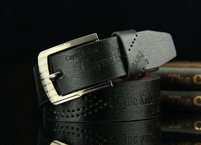 Pin buckle belt men's belt retro hollow casual belt GO Buy