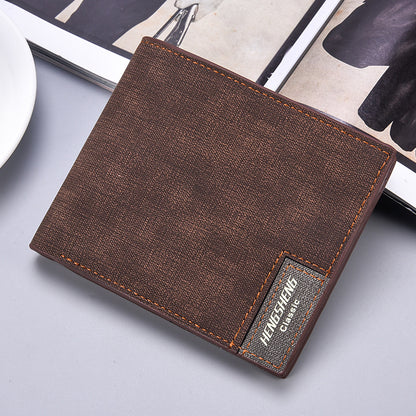 Men's Short Casual Canvas Pattern Thin Wallet GO Buy