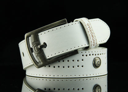 Men's Denim Casual Hollow Rivet Wide Belt GO Buy
