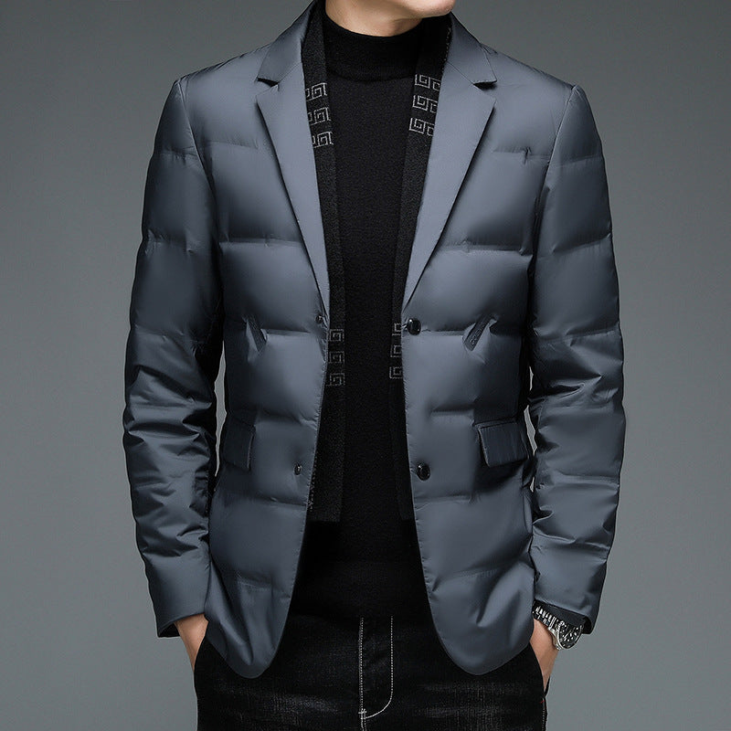 Winter Men's Suit Detachable Scarf Collar Casual Down Jacket GO buy